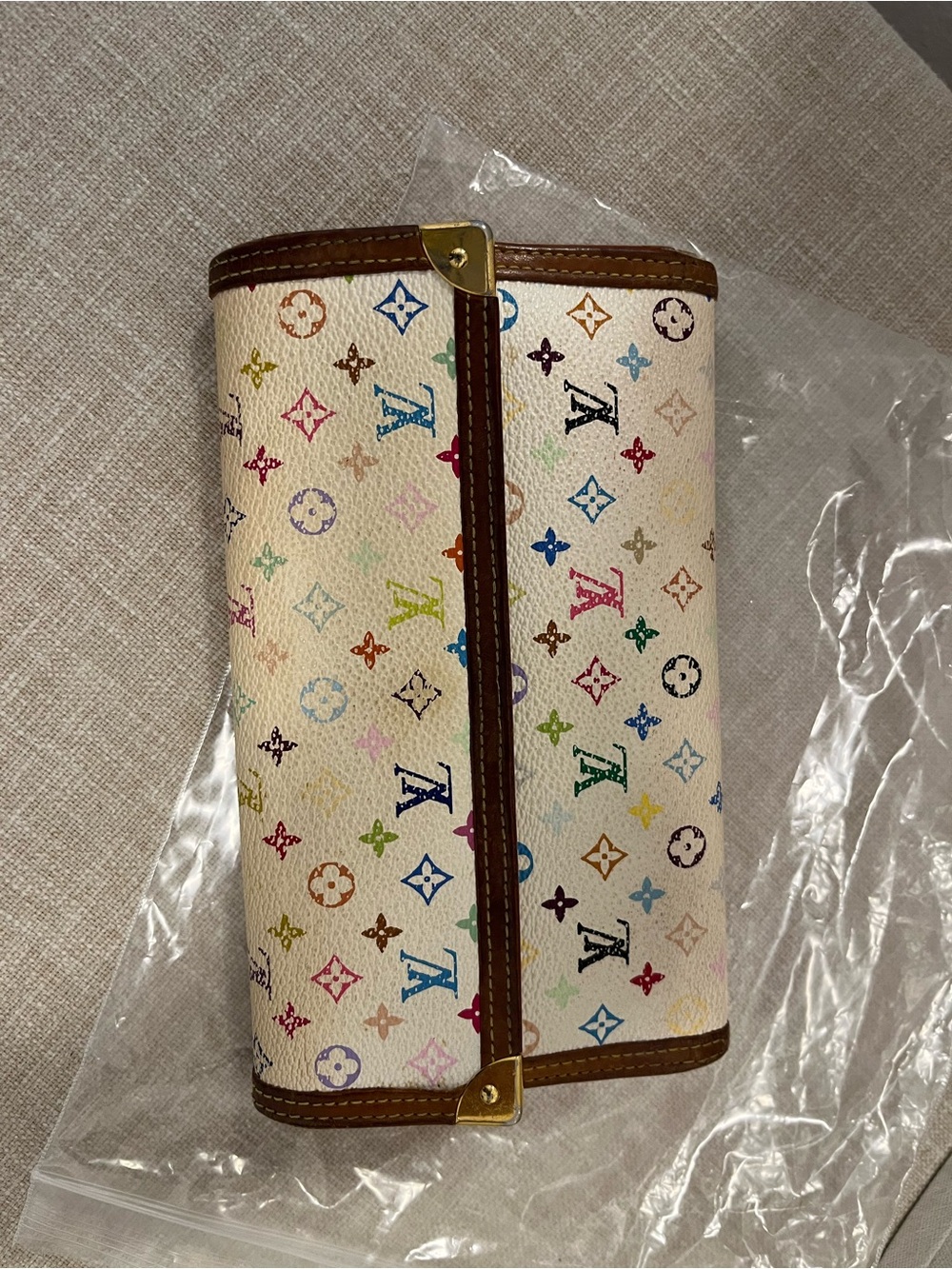 Louis Vuitton White Markali vintage Canvas Clutch Wallet